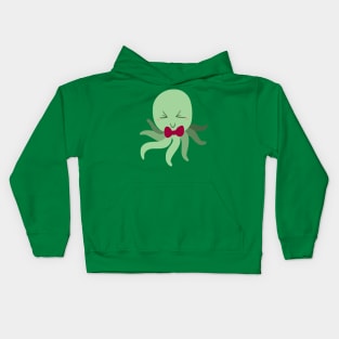 Bowtie Green Octopus Kids Hoodie